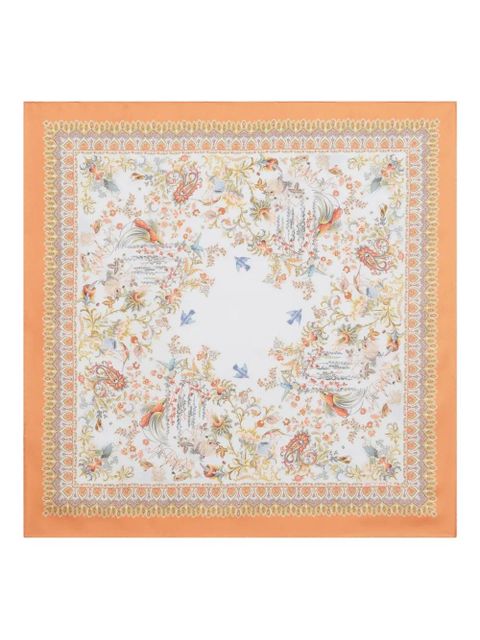 ETRO flora-fauna motif silk scarf - White - zdjęcie produktu nr 1