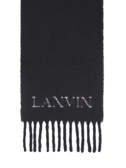 Lanvin jacquard logo motif fringed scarf - Black - zdjęcie produktu nr 2