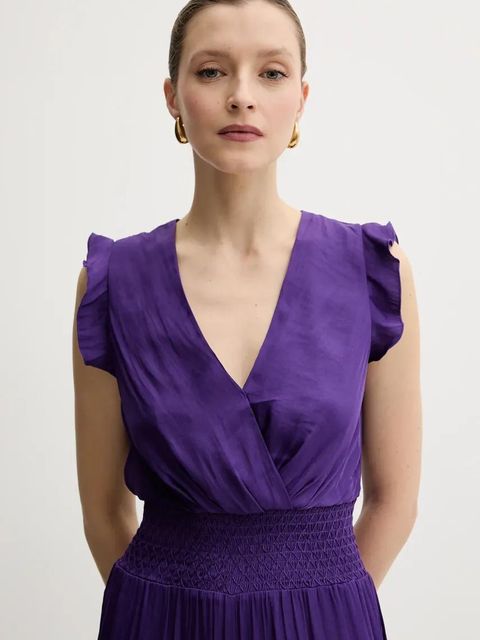 Morgan kombinezon PWALLY kolor fioletowy z dekoltem w szpic PWALLY