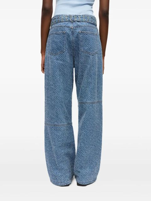 GANNI belted wide-leg jeans - Blue