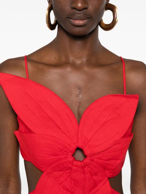 FARM Rio flower cut-out mini dress - Red