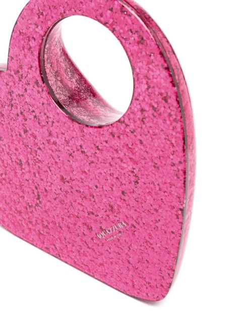 Aquazzura Heart glitter-embellished clutch bag - Pink
