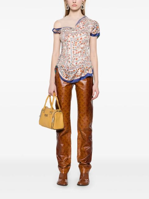 Marine Serre Moon-print leather trousers - Brown - zdjęcie produktu nr 2