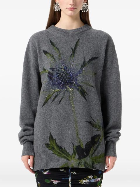 Blumarine floral-beaded sweater - Grey