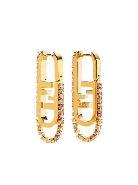 FENDI O'Lock-motif crystal earrings - Gold