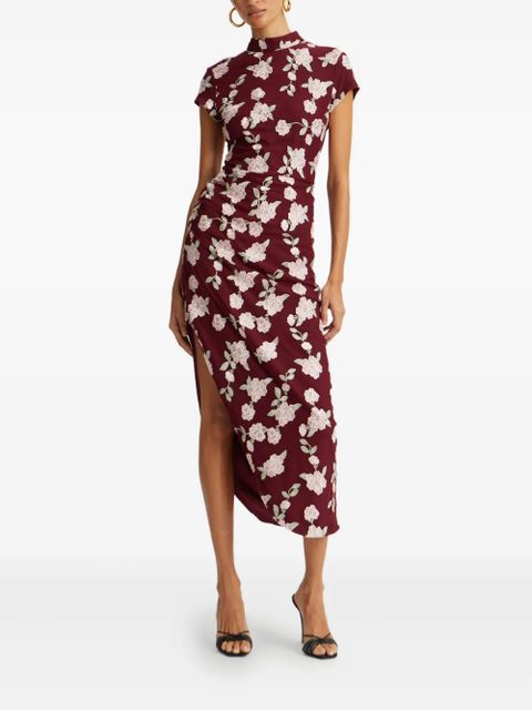 ROTATE BIRGER CHRISTENSEN floral-embroidered asymmetric dress