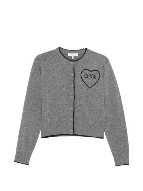 Chloé heart-motif buttoned cardigan - Grey