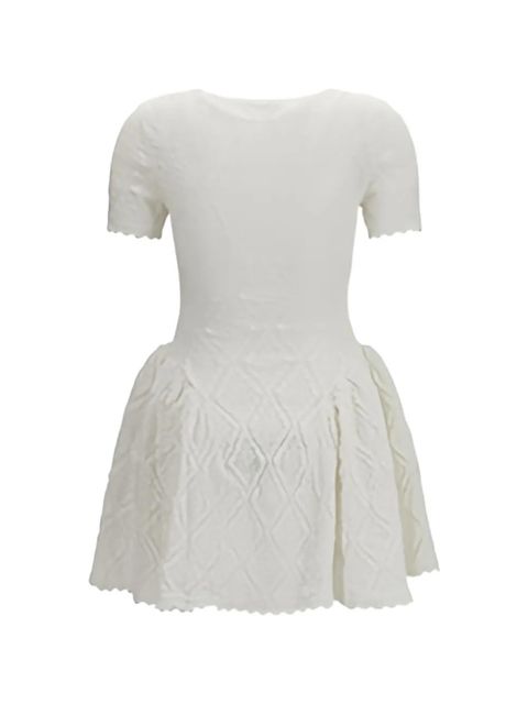 Self-Portrait pointelle-knit flared mini dress - White - zdjęcie produktu nr 1