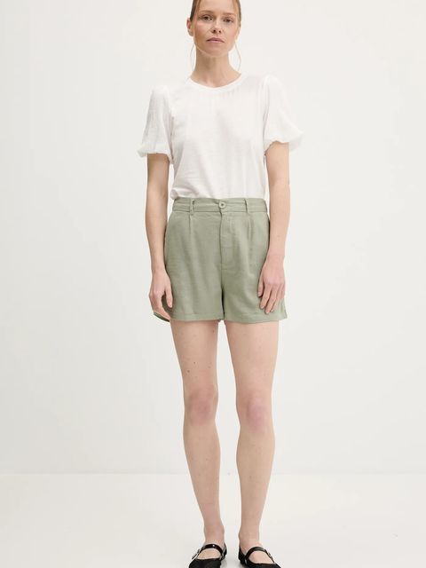 Answear.LAB szorty damskie kolor zielony gładkie high waist