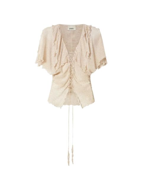 ISABEL MARANT Thanais ruffled blouse - Neutrals - zdjęcie produktu nr 1