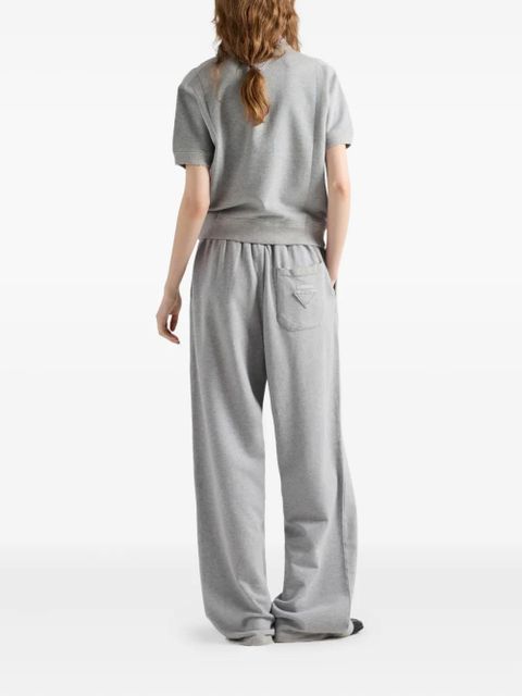 Prada logo-embroidered ribbed-knit polo shirt - Grey