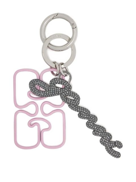 GANNI logo-plaque keyring - Silver - zdjęcie produktu nr 1
