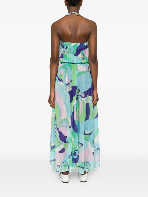 PUCCI smocked-detail printed dress - Blue