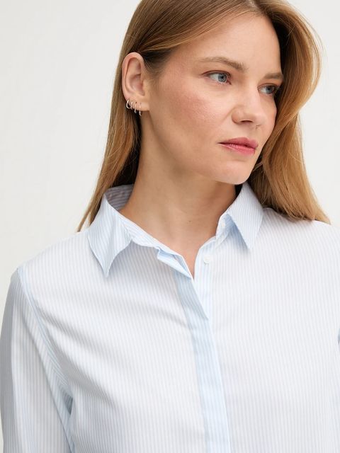 Barbour koszula bawełniana CLAYDON damska kolor niebieski regular z kołnierzykiem klasycznym LSH1695