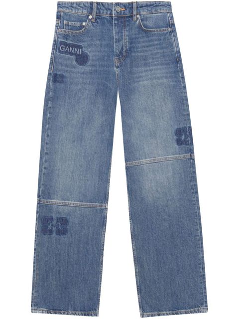 GANNI Patch Izey straight-leg jeans - Blue