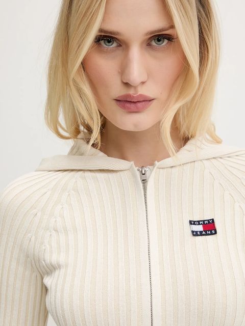 Tommy Jeans kardigan damski kolor beżowy lekki DW0DW20974