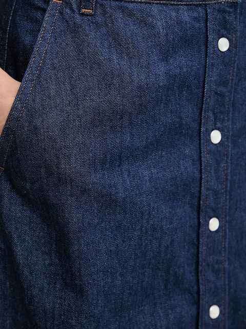 A.P.C. spódnica jeansowa JUPE LONGUE kolor granatowy midi rozkloszowana COHMJ.F06506