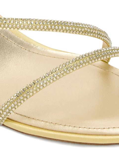 René Caovilla Cleo embellished-strap kitten-heel sandals - Gold