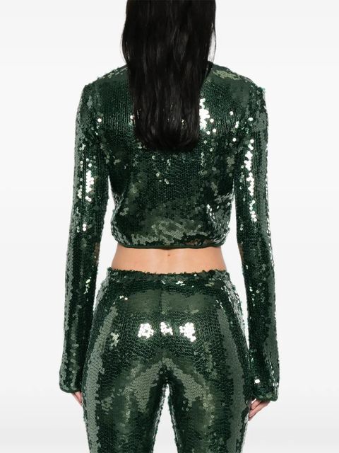 Oséree Marylin sequin tie-fastening top - Green