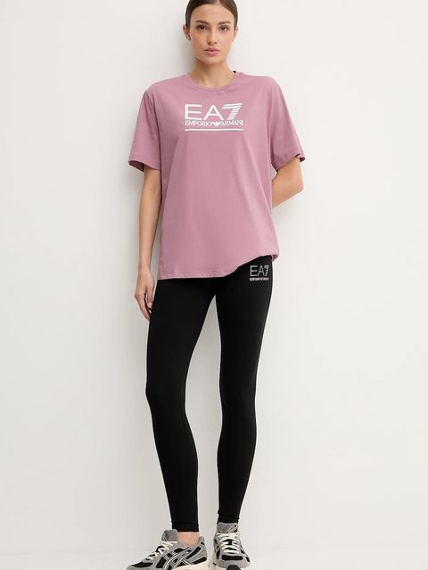 EA7 Emporio Armani t-shirt bawełniany damski kolor różowy AF12503.7W000414 - zdjęcie produktu nr 2