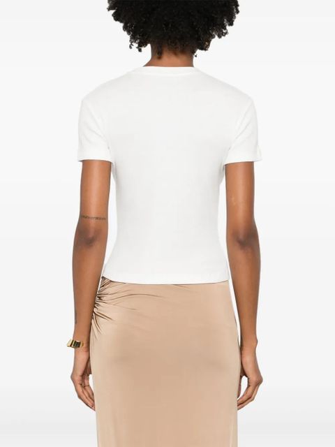 Nanushka logo-embroidered ribbed T-shirt - White