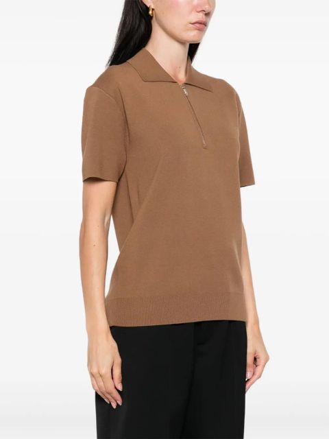 Max Mara zip-neck short-sleeve top - Brown