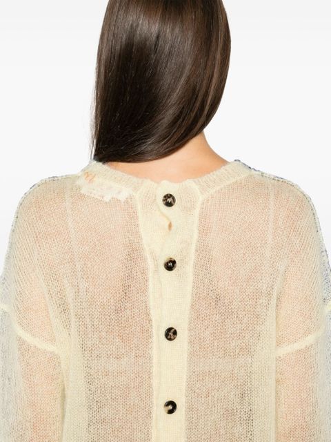 Marni logo-embroidered cardigan - Blue