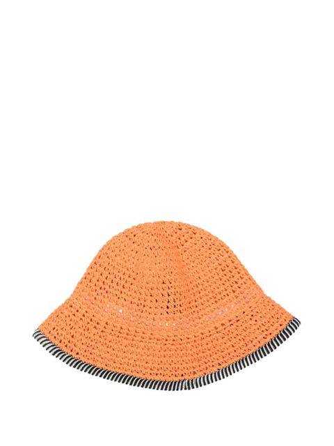 Missoni crochet-knit striped-trim bucket hat - Orange