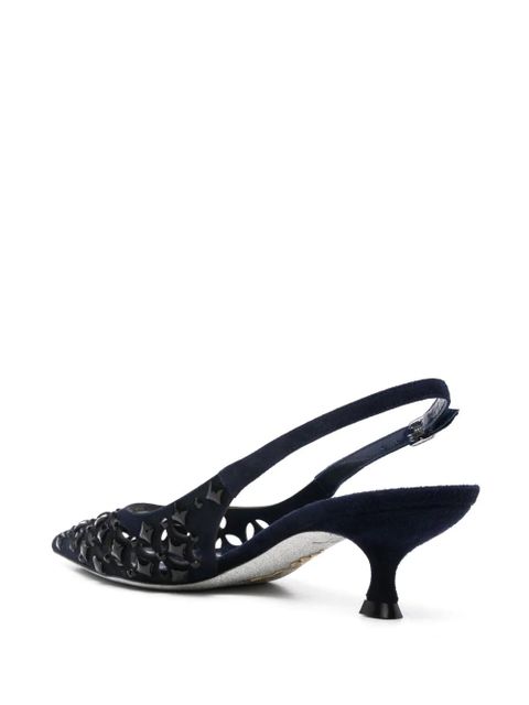 René Caovilla 45mm laser-cut pumps - Blue
