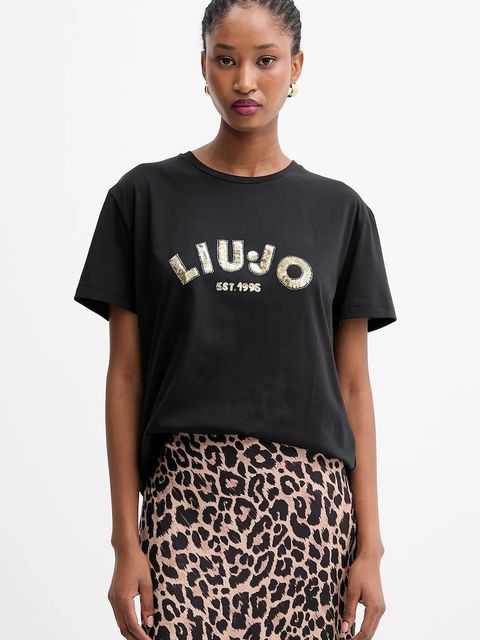 Liu Jo t-shirt bawełniany damski kolor czarny UF5260.JS923 - zdjęcie produktu nr 1