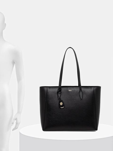 BOSS torebka skórzana kolor czarny 50547750