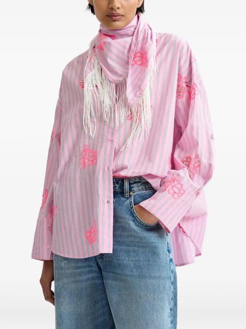 Essentiel Antwerp pinstripe floral embroidery shirt - Pink