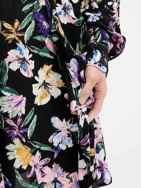 Desigual sukienka FLOR ACRILICA kolor czarny mini rozkloszowana 25WWVW09