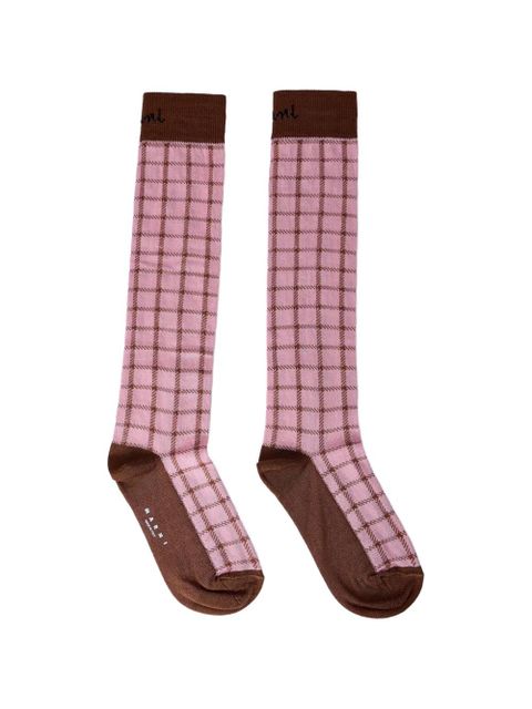 Marni logo-jacquard checked socks - Pink - zdjęcie produktu nr 1