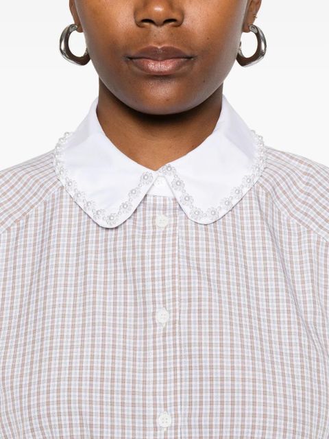 SANDRO checked Peter Pan collar shirt - Neutrals - zdjęcie produktu nr 2