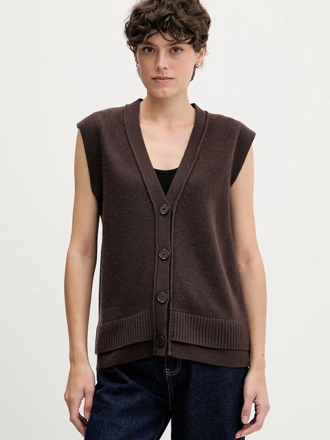 Sisley kamizelka z dodatkiem wełny damski kolor brązowy 1M9AL603B - zdjęcie produktu nr 1