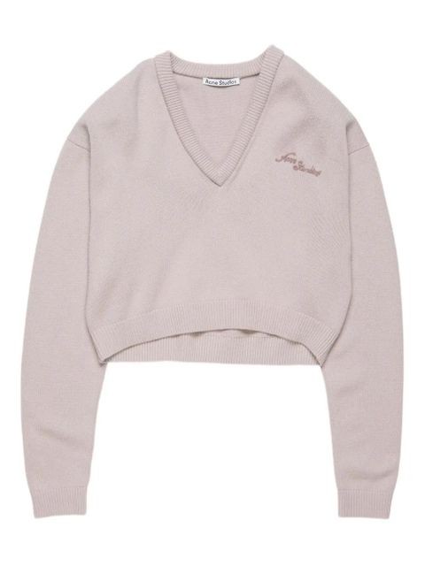 Acne Studios v-neck embroidered sweater - Neutrals - zdjęcie produktu nr 1