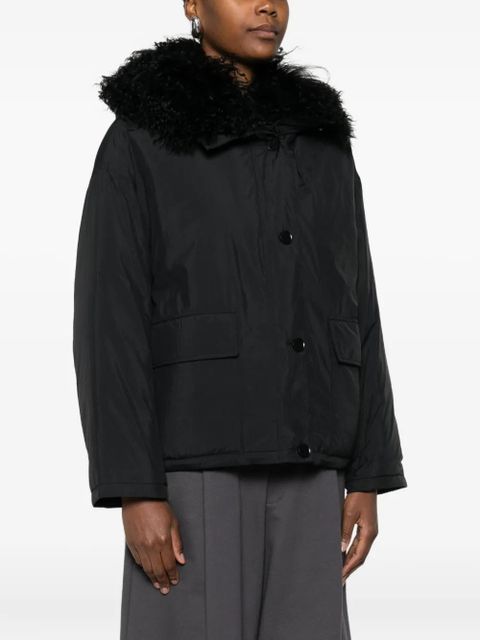 Yves Salomon faux fur-trim hooded jacket - Black - zdjęcie produktu nr 2