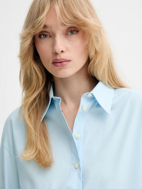 Calvin Klein koszula damska kolor niebieski relaxed z kołnierzykiem klasycznym LV044B160G