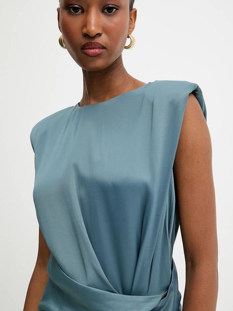 Answear.LAB sukienka kolor niebieski midi rozkloszowana