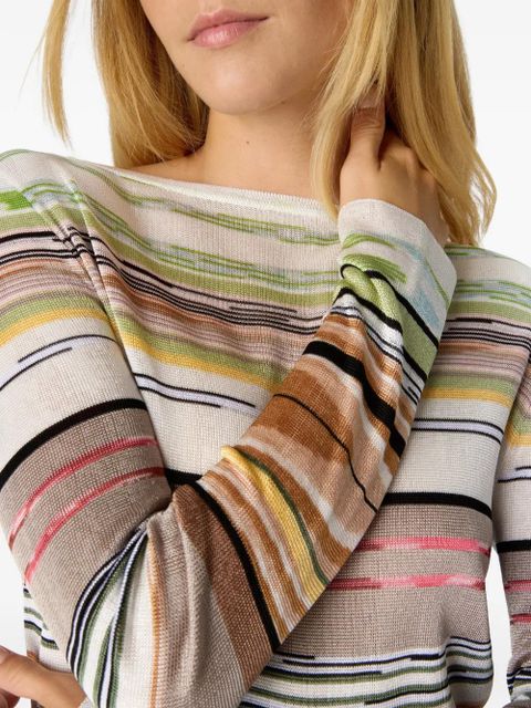 Missoni striped-pattern long-sleeved mini dress - White