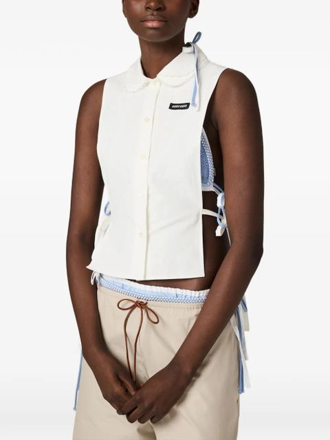 Miu Miu slubbed poplin side-tie shirt - White - zdjęcie produktu nr 2