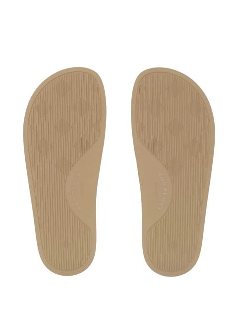 Burberry check round-toe slides - Neutrals
