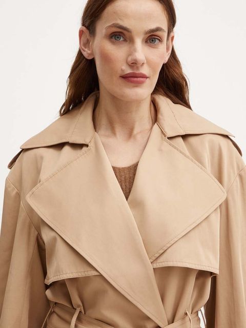 Bardot trencz HALLE damski kolor beżowy przejściowy dwurzędowy 59399JB