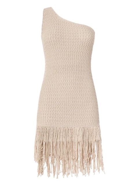 PINKO one-shoulder fringed-hem mini dress - Neutrals - zdjęcie produktu nr 1