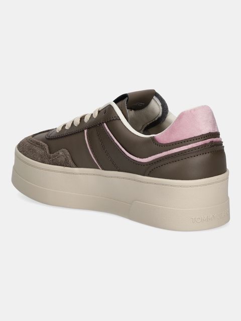 Tommy Jeans sneakersy THE GREENWICH FLATFORM damskie kolor brązowy EN0EN02902
