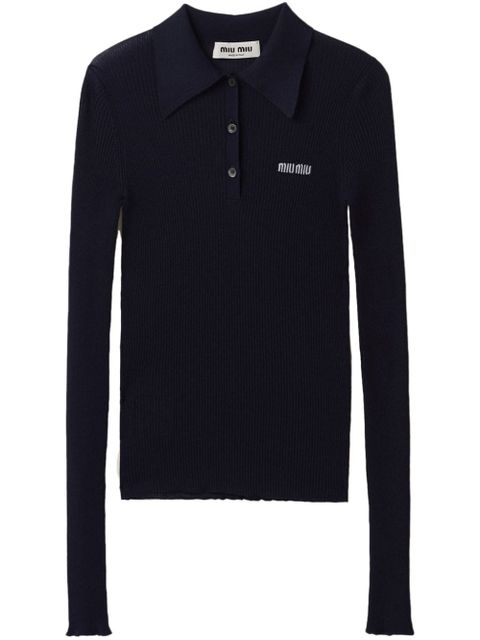 Miu Miu cashmere polo shirt - Blue - zdjęcie produktu nr 1