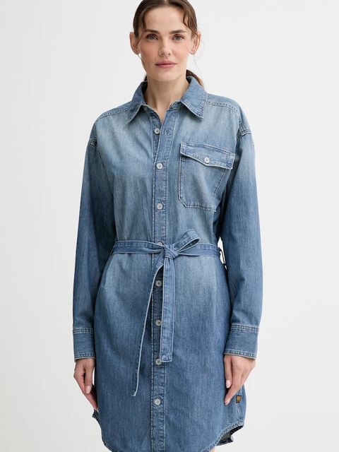 G-Star sukienka jeansowa kolor niebieski mini prosta D26814.D539 - zdjęcie produktu nr 1