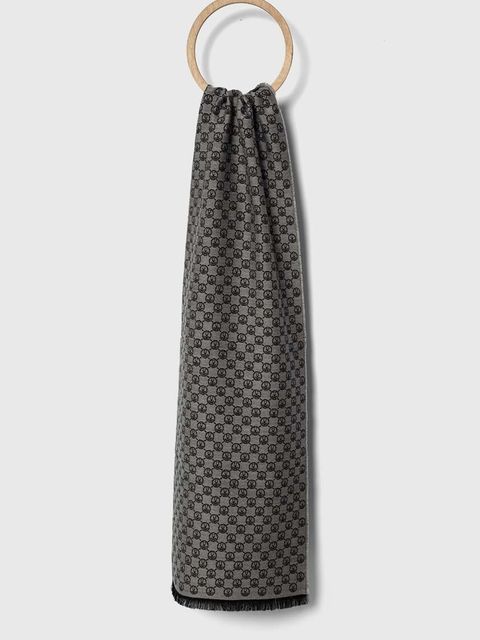 Moschino szalik wełniany kolor brązowy wzorzysty - zdjęcie produktu nr 1