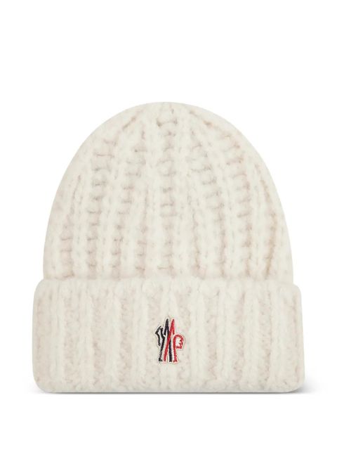 Moncler Grenoble logo-patch beanie hat - Neutrals - zdjęcie produktu nr 1